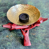 Wooden Cobra Tripod Stand & Brass Bowl Set